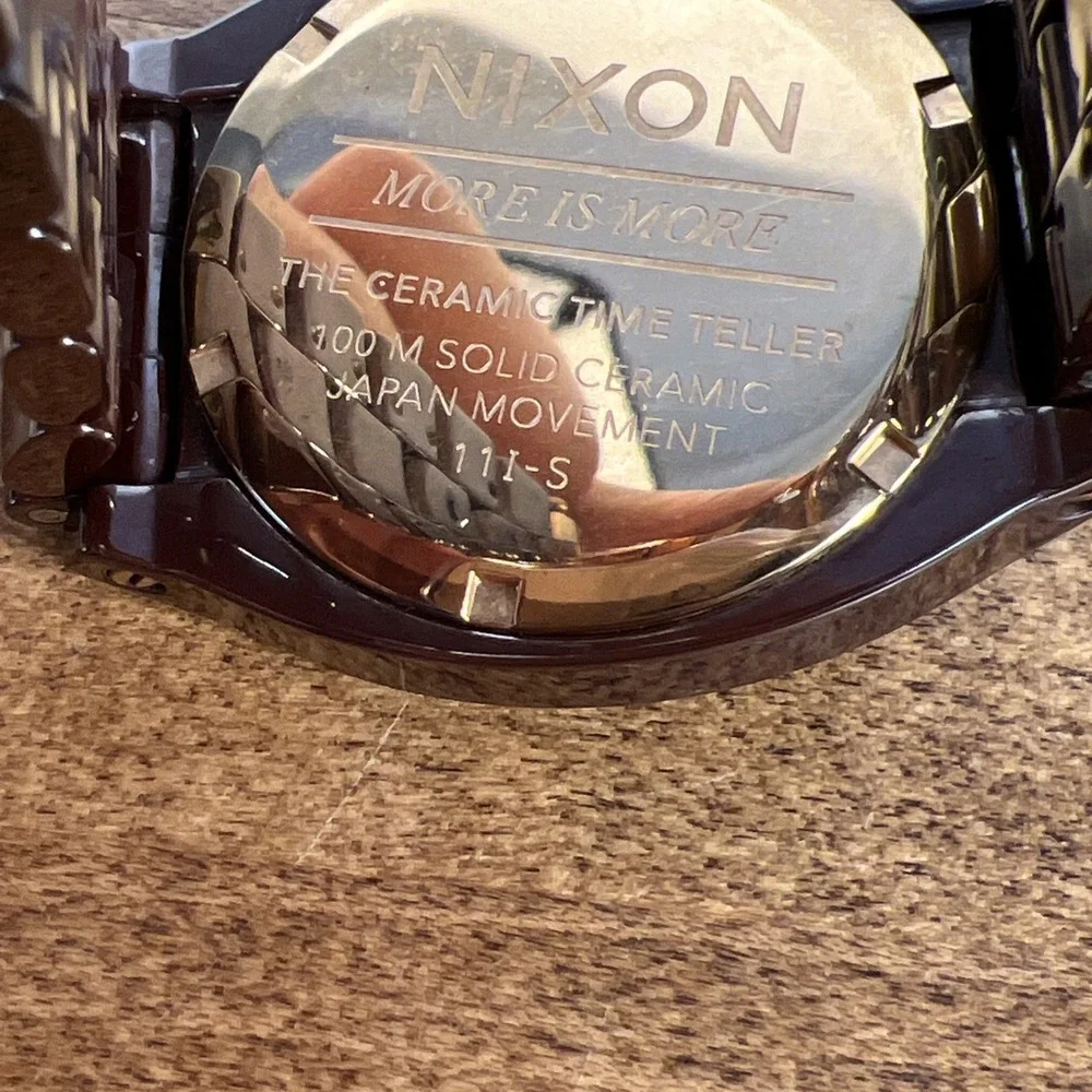 Nixon Men's The Time Teller Brown Ceramic‎ Quartz Watch - Untested Needs Battery